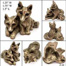 Vintage 1987 Hudson Pewter G930 Pair Resting Foxes Miniature Figurine picture