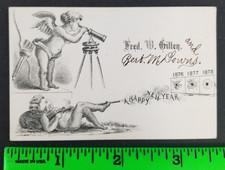 Vintage 1878 Happy New Year Cherubs Gun Angel Business Card picture