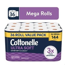 Cottonelle Ultra Soft Toilet Paper, Strong Toilet Tissue, 36 Mega Rolls picture