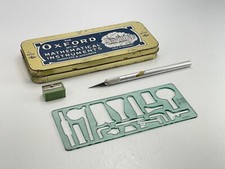 Vintage England Helix Oxford Set of Geometry Mathematics Instruments Set in Tin picture