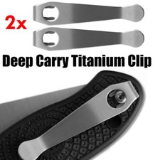 2pcs Titanium Deep Carry Wire Clip Stonewash Fits Spyderco Para 3 Sage 5 picture