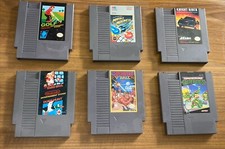 Lot Of 6 Nes Games Marble Madness Knight Rider Superspike Mario Bros TMNT F2 picture