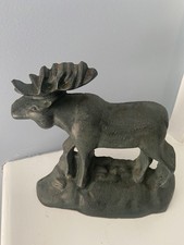 Vintage Cast Iron Moose Boot Scraper Doorstop Heavy Rustic Cabin Lodge Decor 7” picture