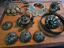 11 Pc Lot Ornate Brass Lamp Chandelier Parts Repair Replacements Spanish Ant Arm picture