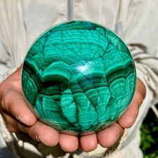 2.18LB Rare Natural Malachite quartz hand Carved sphere Crystal Healing Gem ball picture