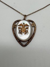Vtg WW II Era Gold Filled on Sterling Silver & Mother of Pearl Sweetheart Locket picture