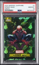2024 TOPPS CHROME MARVEL SAPPHIRE EDITION GREEN #1 SPIDER-MAN 3/99 PSA 10 picture