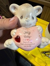 Vintage July Ruby Bear Ceramic Coin Bank picture