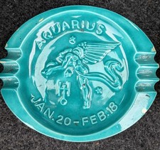VTG Aquarius Zodiac Handmade Ceramic  Ashtray Mar. 21 - Apr. 19 Collectible 1969 picture