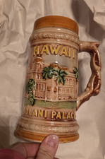 Hawaiian Hawaii Iolani Palace Souvenir Ceramic Beer Stein Mug Collectible picture