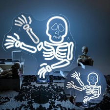 JURONG WAVING SKELETON SKULL NEON SIGNS FOR WALL DECOR HALLOWEEN GHOST NEON picture