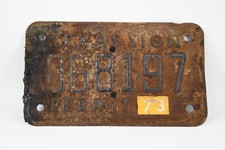 VTG Texas Sign Permit Embossed Thin License Plate Metal 1973 As Is with Tar picture