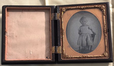 AMBROTYPE 1/6 Plate Standing Toddler Unusual Union Case FARMER'S DREAM 1850s picture