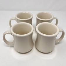 Vtg Ultima China Restaurant Ware Diner Coffee Mug Cup Solid Off White Set of 4  picture