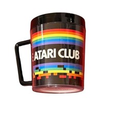 Vtg Rare Atari Club Rainbow Pixel Logo Plastic Thermal Mug Eagle USA Made 1983 picture