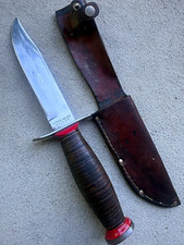 Vintage 1946-73 Schrade Walden USA  sears bowie hunter Knife w/Sheath nice shape picture