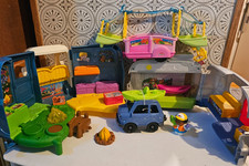 Fisher Price LITTLE PEOPLE Lot CAMPING RV Camp Out TRAILER Canoe SET Campers picture