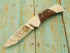 BROWNING ARMS MODEL 753 ENGRAVED GOLD STAG LOCKBACK HUNTING POCKET KNIFE KNIVES picture