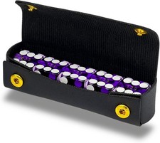 Grade AAA 19mm Casino Dice Set of 5 with Leather Dice Case, Purple picture