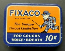 Vintage 1939 Fixaco Medicine Tin Top Only Cough Voice Breath Confection PB31 picture