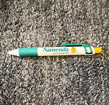 Namenda Memantine HCl Promotional Click Ballpoint Pen Green/White/Yellow picture
