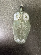 Antique Owl German Glass Green Christmas Ornament picture