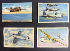Vintage WWII Military Aviation Aircraft Postcards Lot of  4 US Navy Army 1940s picture
