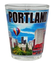 Portland Oregon Skyline Air Balloon Shot Glass picture