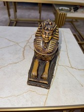 Vintage Egyptian Ram Sphinx Pharaoh Sculpture Large Queen Nefertiti Eagle picture