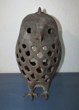 Vintage Japan Art Cast Iron Owl Lantern Garden Hanging Candle Holder Figure 15