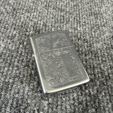 Vintage 1988 Zippo Lighter Venetian 352 Chrome Ornate Scrollwork C IV Blank Name picture