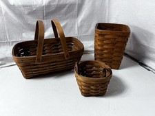 set of 3 Longaberger Baskets 1992 & 1994: 13x8, 8x6, 4x5 picture