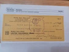 Doris Day Cancelled Check From Beverly Hills Bank COA. Autographed Mint Cond picture