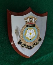 Crest H.M.S. York Royal Navy Made In Singapore Plates picture