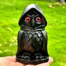 Natural obsidian owl skull Hand-carved Quartz Crystal skull reiki healing 1pc picture