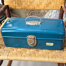 Vintage 1960s UNION Steel Utility Chest – Model 5313 Teal-Blue Metal Tackle Box. picture