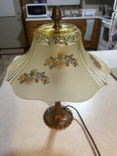 Beautiful Flowered Antique Vaseline Boudoir Table Lamp. 13