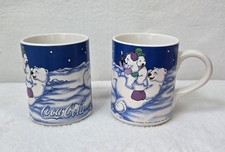 Vtg 1998 Collectors Coca-Cola Polar Bear Coffee Cup Mug (2) Gibson Winter Scene  picture