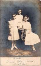 1907-20's RPPC 3 GIRLS IRMA HELEN & SARAH SCHLEICHER EAST GREENVILLE PA POSTCARD picture