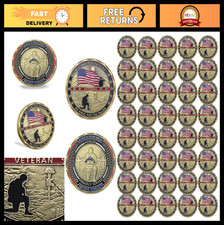 42 PCS Military Challenge Coins Set - Honor Veterans, Stand for Flag, Kneel for picture