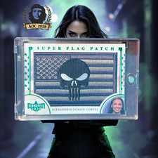 DECISION ALEXANDRIA OCASIO-CORTEZ GREEN FOIL PUNISHER FLAG PATCH RESIST TRUMP picture
