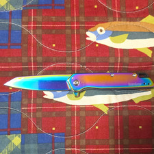 Kershaw Misdirect-RBW 1365RBW Rainbow SS Plain Tanto Frame Clip  2.75