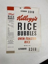 RARE Vintage 1954 Kellogg's Rice Bubbles FLAT UNUSED 6 Oz. Cereal Box 🥣 picture