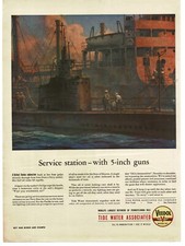 1944 Veedol Oil WWII Submarine Refuels From Tanker art Vintage Print Ad picture