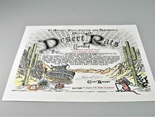 Desert Rats Certificate (1) Desert Storm Shield US Army Navy Air Force Marines picture