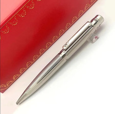 Cartier Santos Ballpoint Pen Silver Trim Black Ink Luxury Gift Box NIB 2026 picture