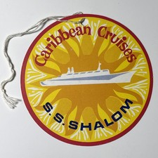 rare 1964 S.S. SHALOM Unused Luggage Tag ZIM ISRAEL NAVIGATION Cruise Ship Vtg picture
