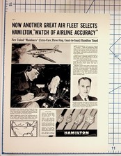 1937 Hamilton Watch Ad United Airlines DC-3 Mainliner Pilot Jack Knight Aviation picture