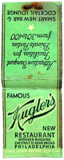 1940s Kugler's Restaurant Cafeteria Philadelphia Matchbook Bar Cocktail Bar picture