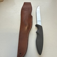 Vintage Gerber Shorty Knife Black Armorhide Handle And Leather Sheath. Hunting picture